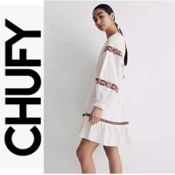 NWOT CHUFY Hari Mini White Embroidered Dress w/open back m - Picture 2 of 15